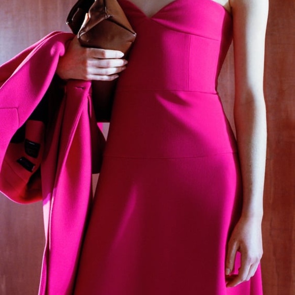 Zara Dresses & Skirts - ZARA Corset Bustier Midi Dress Fuchsia BNWT